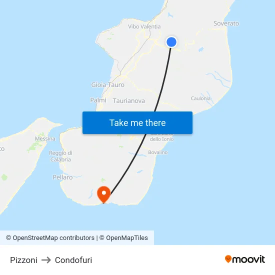 Pizzoni to Condofuri map