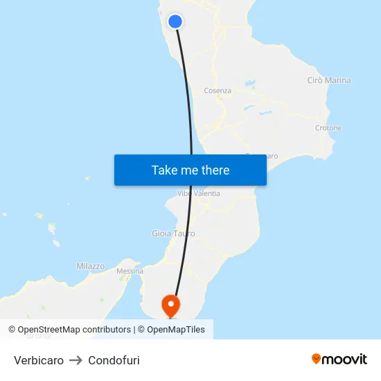 Verbicaro to Condofuri map