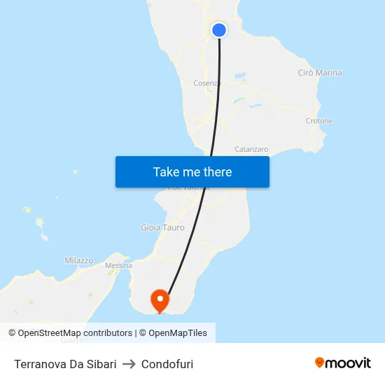 Terranova da Sibari to Condofuri map