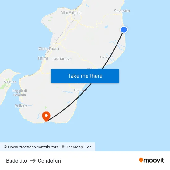 Badolato to Condofuri map