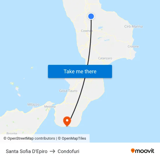 Santa Sofia D'Epiro to Condofuri map