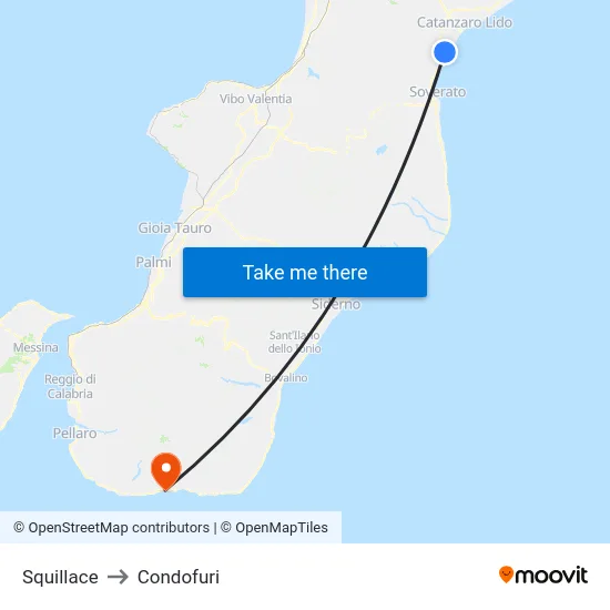 Squillace to Condofuri map