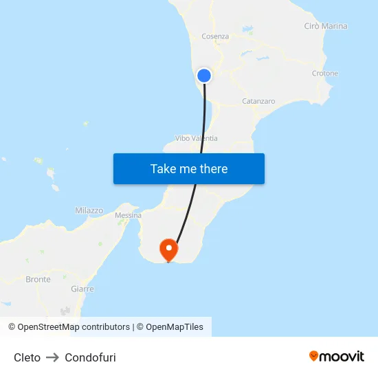 Cleto to Condofuri map