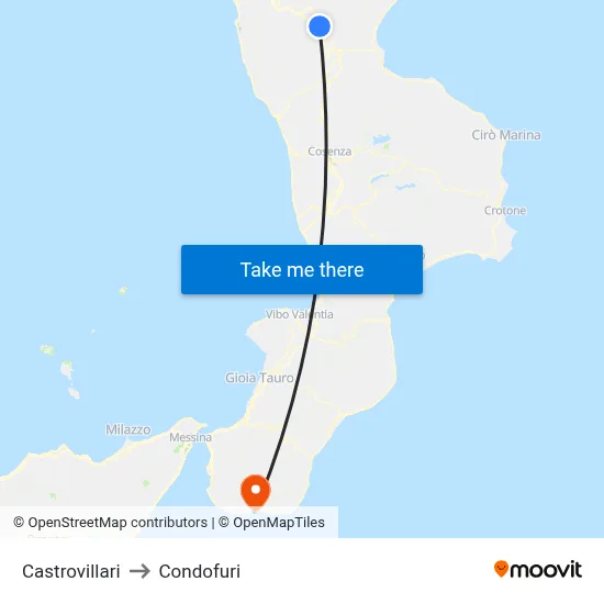 Castrovillari to Condofuri map