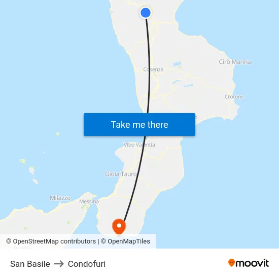 San Basile to Condofuri map