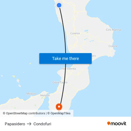 Papasidero to Condofuri map