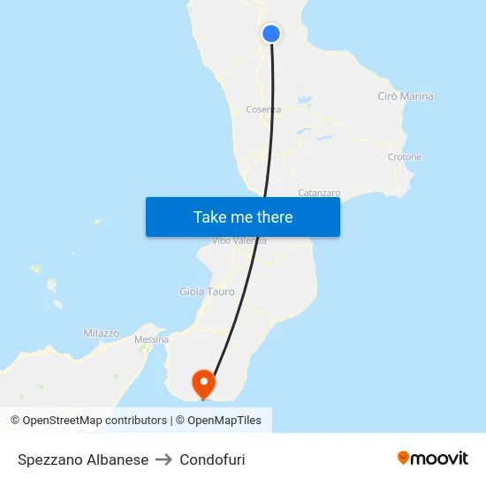 Spezzano Albanese to Condofuri map