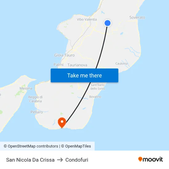 San Nicola Da Crissa to Condofuri map