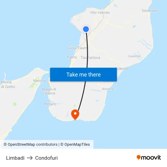 Limbadi to Condofuri map