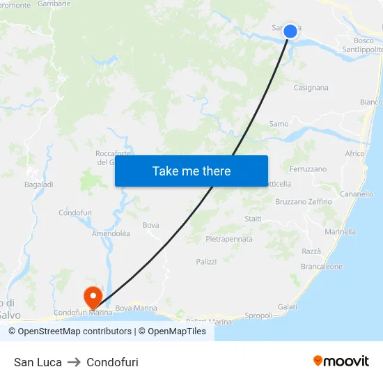 San Luca to Condofuri map
