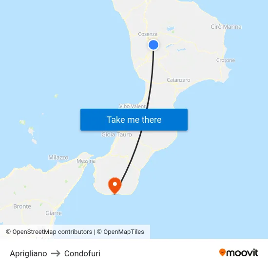 Aprigliano to Condofuri map