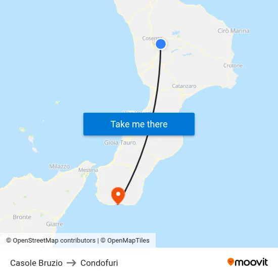 Casole Bruzio to Condofuri map