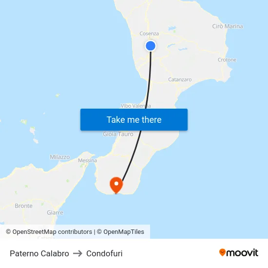 Paterno Calabro to Condofuri map