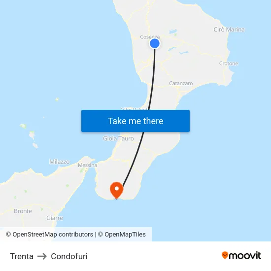 Trenta to Condofuri map