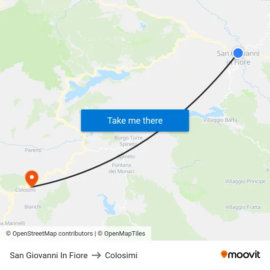 San Giovanni In Fiore to Colosimi map
