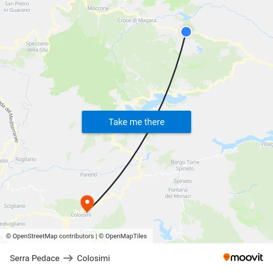 Serra Pedace to Colosimi map