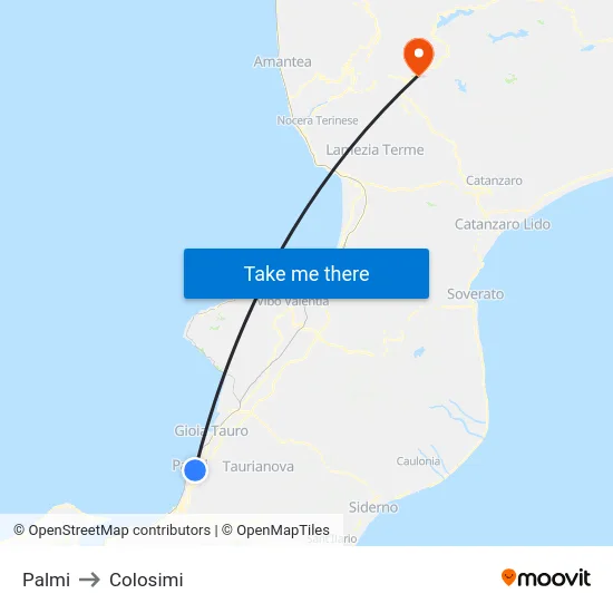 Palmi to Colosimi map