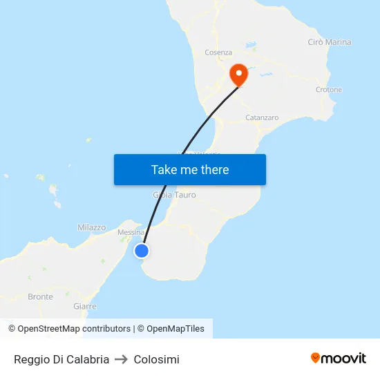 Reggio Di Calabria to Colosimi map