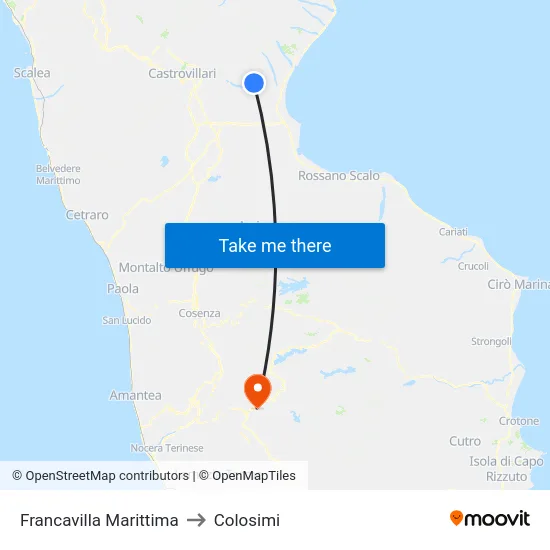 Francavilla Marittima to Colosimi map