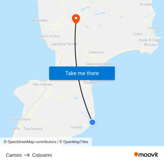 Camini to Colosimi map