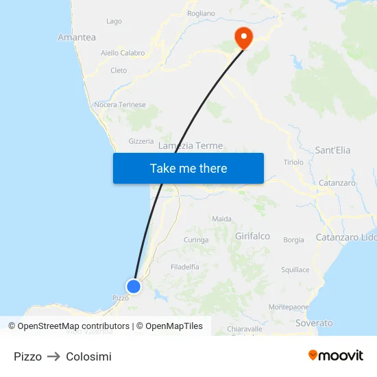 Pizzo to Colosimi map