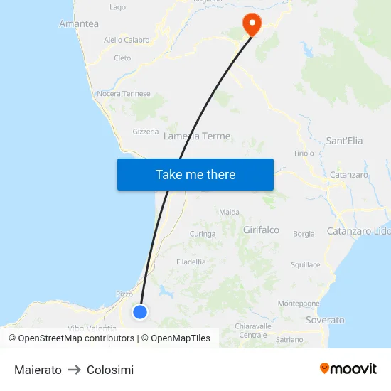 Maierato to Colosimi map