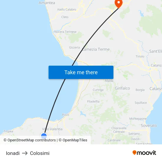 Ionadi to Colosimi map