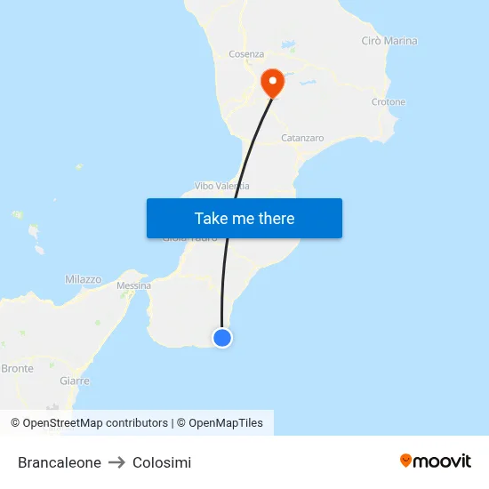 Brancaleone to Colosimi map