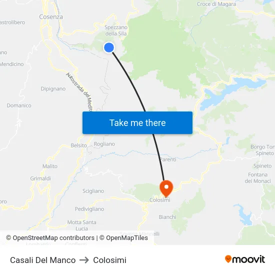 Casali Del Manco to Colosimi map