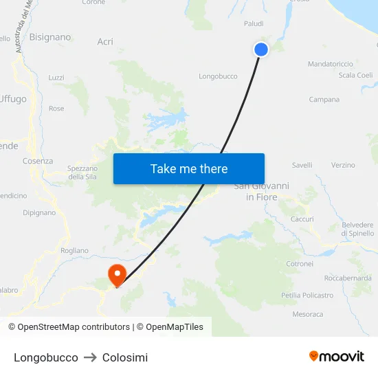 Longobucco to Colosimi map