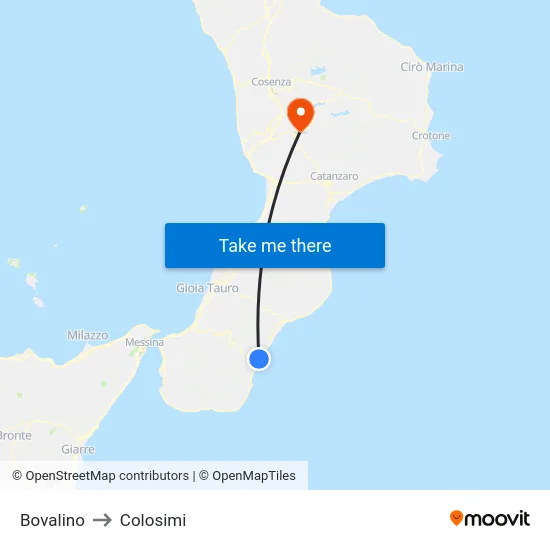Bovalino to Colosimi map
