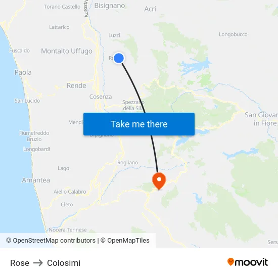 Rose to Colosimi map