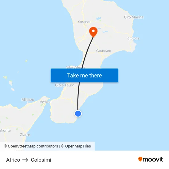 Africo to Colosimi map