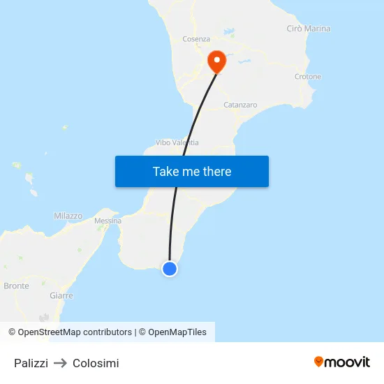 Palizzi to Colosimi map