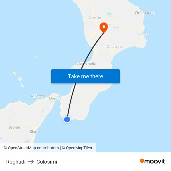 Roghudi to Colosimi map