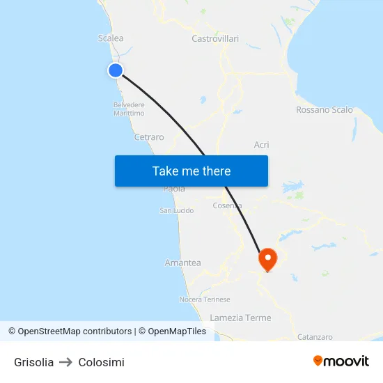Grisolia to Colosimi map