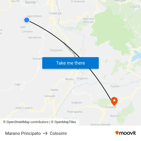 Marano Principato to Colosimi map