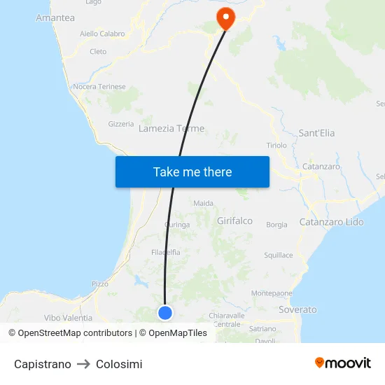 Capistrano to Colosimi map