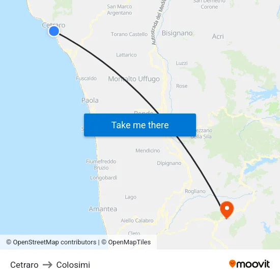 Cetraro to Colosimi map