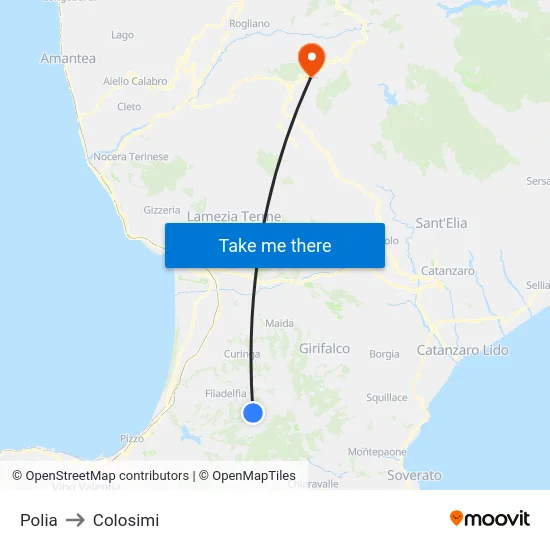 Polia to Colosimi map