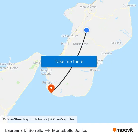 Laureana Di Borrello to Montebello Jonico map
