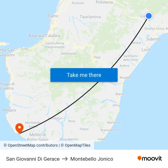 San Giovanni Di Gerace to Montebello Jonico map