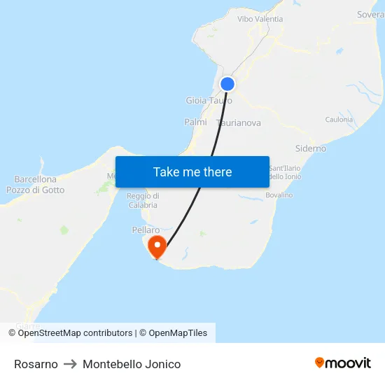 Rosarno to Montebello Jonico map