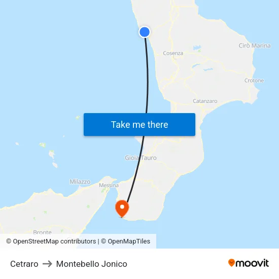 Cetraro to Montebello Jonico map
