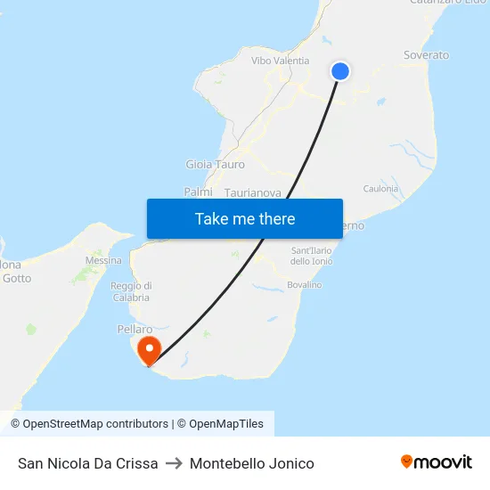 San Nicola Da Crissa to Montebello Jonico map
