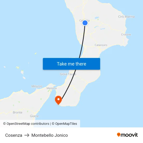 Cosenza to Montebello Jonico map