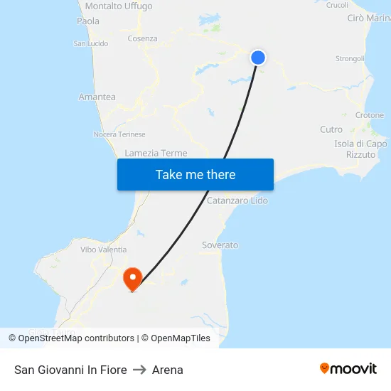 San Giovanni In Fiore to Arena map