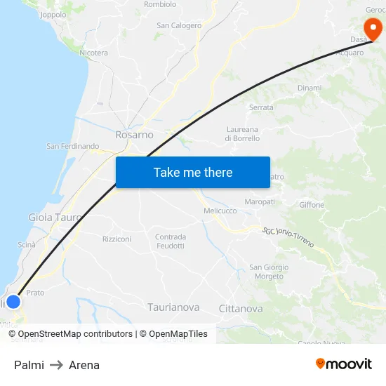 Palmi to Arena map
