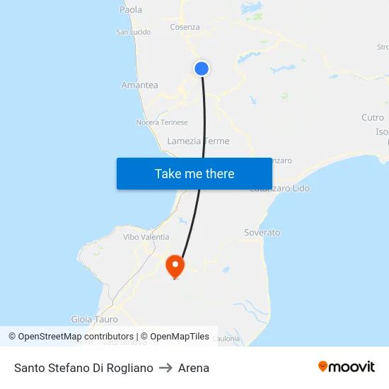 Santo Stefano Di Rogliano to Arena map