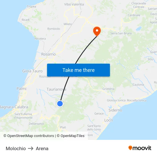 Molochio to Arena map